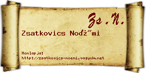Zsatkovics Noémi névjegykártya